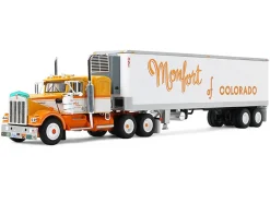 Kenworth W900A with 36" Sleeper and 40' Vintage Trailer with Reefer "Monfort of Colorado" Orange and White "Fallen Flag #50" 1/64 Diecast Model by DCP/First Gear