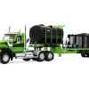 Kenworth W900 Day Cab with Demco 42' Liquid Fertilizer Tender Trailer Green and Black 1/64 Diecast Model by DCP/First Gear