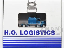 Kenworth W900L Truck Tractor with Sleeper Cab Blue Metallic and Pneumatic Tank Trailer Combo Set 1/87 (HO) Plastic Model Car by HO Logistics
