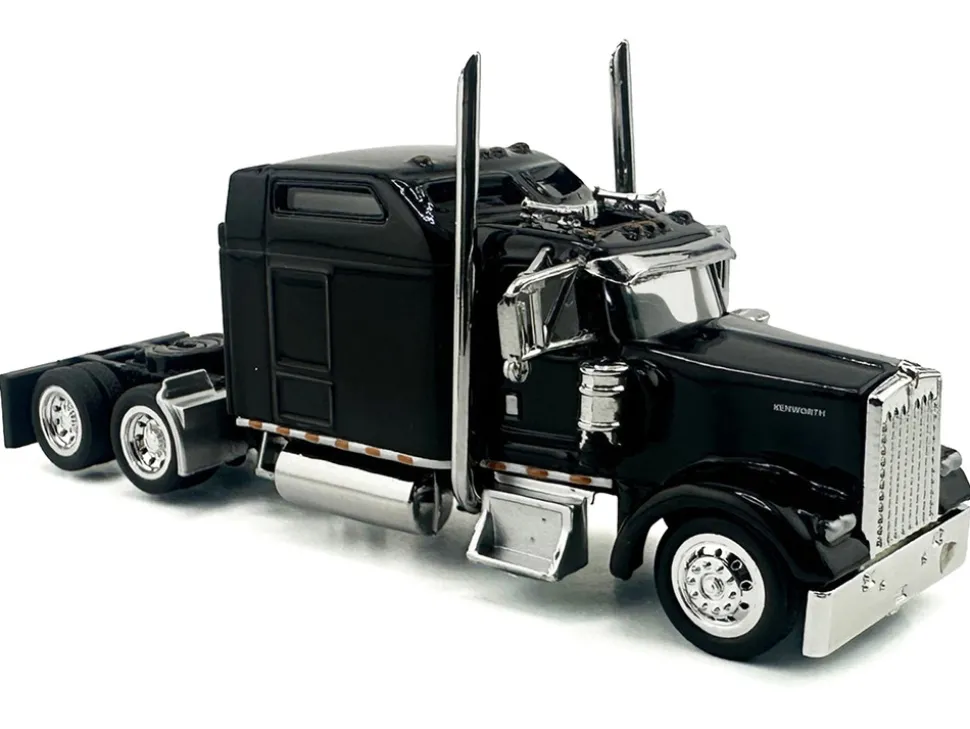 Kenworth W900L Truck Tractor with Sleeper Cab Black 1/87 (HO) Plastic Model Car by HO Logistics