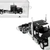 Kenworth W990 with Flat Top Sleeper Cab Black 1/87 (HO) Plastic Model Car by HO Logistics
