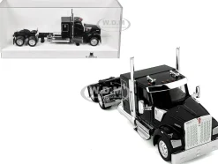Kenworth W990 with Flat Top Sleeper Cab Black 1/87 (HO) Plastic Model Car by HO Logistics