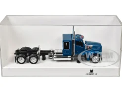 Kenworth W990 with Flat Top Sleeper Cab Blue Metallic 1/87 (HO) Plastic Model Car by HO Logistics