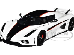 Koenigsegg Regera White Black Carbon Red Stripes 1/18 Model Car Autoart 79027