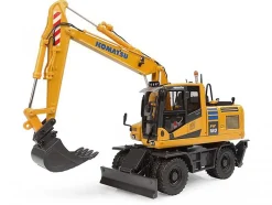 Komatsu PW180-11 Excavator Yellow with Standard Bucket and Hydraulic Breaker 1/50 Diecast Model by Universal Hobbies