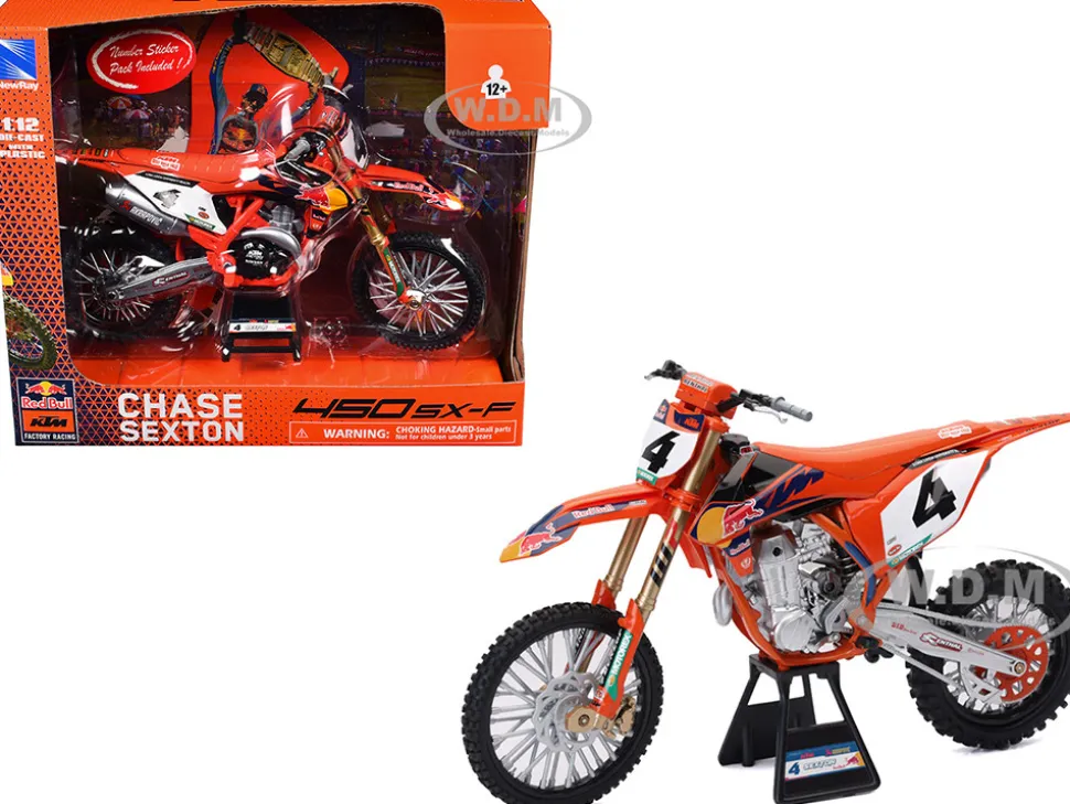 KTM 450 SX-F Motorcycle #4 Chase Sexton "Red Bull KTM Factory Racing" 1/12 Diecast Model by New Ray