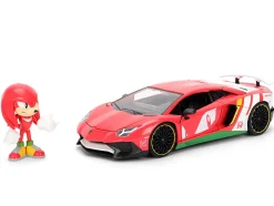 Lamborghini Aventador SV Red with Graphics and Knuckles Diecast Figure