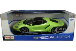 Lamborghini Centenario Lime Green Matt Black Top 1/18 Diecast Model Car Maisto 31386