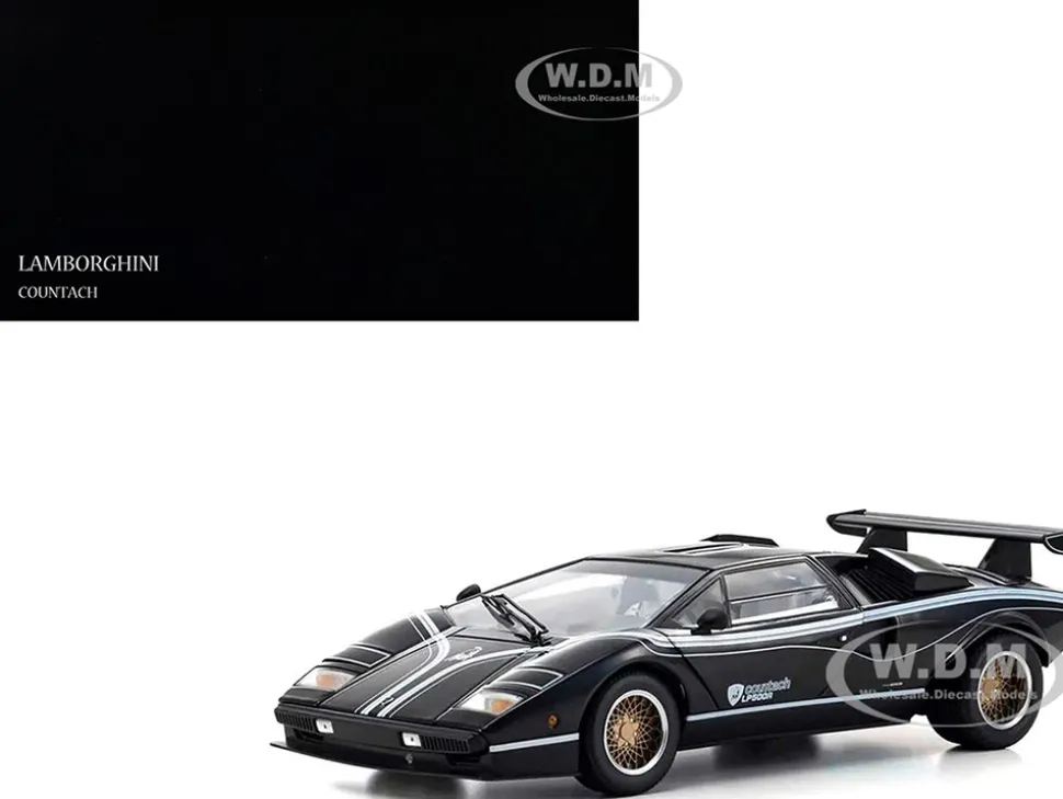 Lamborghini Countach LP 500R Black with White Interior 1/18 Diecast Model Car by Kyosho