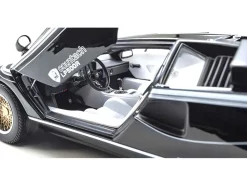Lamborghini Countach LP 500R Black with White Interior 1/18 Diecast Model Car by Kyosho