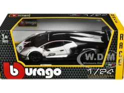 Lamborghini Essenza SCV12 #63 White and Black Squadra Corse Race Series 1/24 Diecast Model Car Bburago 28023
