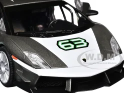 Lamborghini Gallardo LP 560-4 Super Trofeo #63 Gray Metallic and White "GT Racing" Series 1/24 Diecast Model Car by Motormax