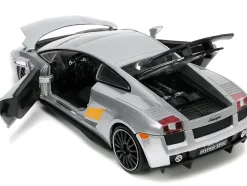 Lamborghini Gallardo Superleggera Silver Metallic with Yellow Stripes Hyper-Spec Series 1/24 Diecast Model Car Jada 34027