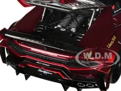 Lamborghini Huracan GT LB Silhouette Works Hyper Red Metallic with Black Top 1/18 Model Car Autoart 79126