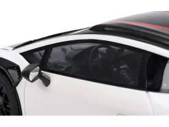 Lamborghini Huracan Sterrato Bianco Asopo White with Matt Black Top and Red Stripes 1/18 Model Car by Top Speed