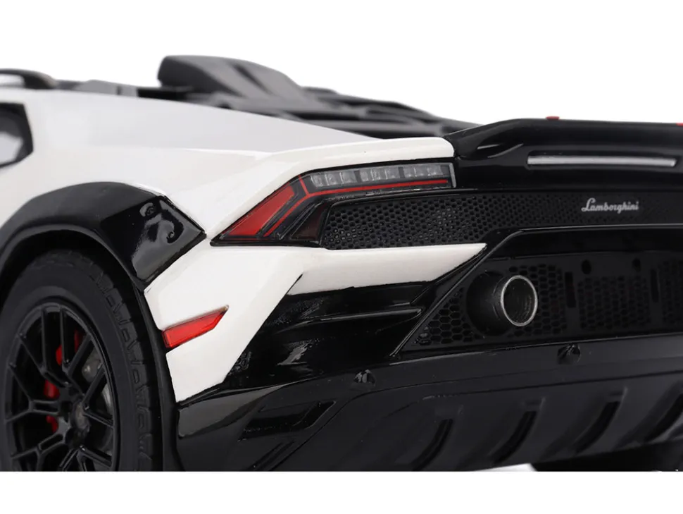 Lamborghini Huracan Sterrato Bianco Asopo White with Matt Black Top and Red Stripes 1/18 Model Car by Top Speed