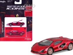Lamborghini Sian FKP 37 Red Metallic "Speed Icons" Series 1/64 Diecast Model Car by Maisto