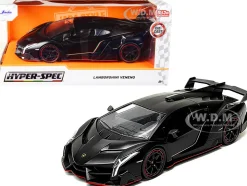 Lamborghini Veneno Matt Black Hyper-Spec Series 1/24 Diecast Model Car Jada 33615