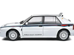 1992 Lancia Delta HF Integrale Evo 1 Martini 6 White with Blue and Red Stripes World Rally Champion Martini Racing 1/18 Diecast Model Car Solido S1807804