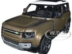 2020 Land Rover Defender Brown Metallic White Top NEX Models 1/26 Diecast Model Car Welly 24110W-BRN