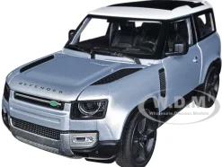 2020 Land Rover Defender Silver Metallic White Top NEX Models 1/26 Diecast Model Car Welly 24110W-SIL