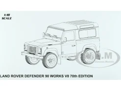 Land Rover Defender 90 Works V8 Bright Orange Gloss Black Top 70th Edition 1/18 Diecast Model Car LCD Models LCD18007