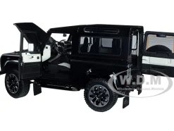 Land Rover Defender 90 Works V8 Matt Black Gloss Black Top 70th Edition 1/18 Diecast Model Car LCD Models LCD18007
