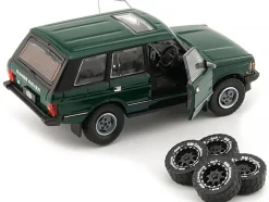 Land Rover Range Rover Classic LSE RHD Right Hand Drive Green with Sunroof with Extra Wheels 1/64 Diecast Model Car BM Creations 64B0182