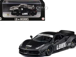 LB Works 488 "LBWK" Matt Black 1/64 Diecast Model Car by CM Model