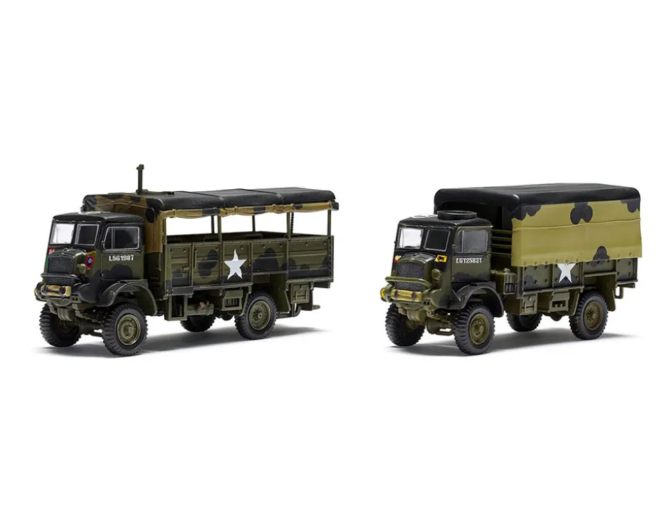 Level 2 Model Kit WWII 3-Ton General Service and Troop Trucks 1/76 Plastic Model Kit by Airfix