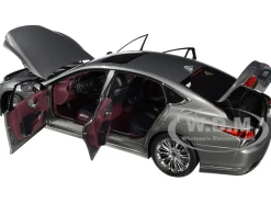 Lexus LS500h Manganese Luster Gray Metallic Crimson Black Interior 1/18 Model Car Autoart 78867