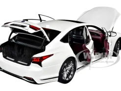 Lexus LS500h Sonic White Metallic Crimson Black Interior 1/18 Model Car Autoart 78866