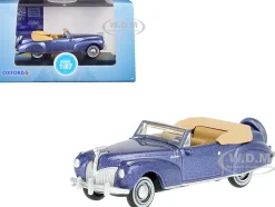 1941 Lincoln Continental Convertible Darian Blue Metallic with Tan Interior 1/87 HO Scale Diecast Model Car Oxford Diecast 87LC41007