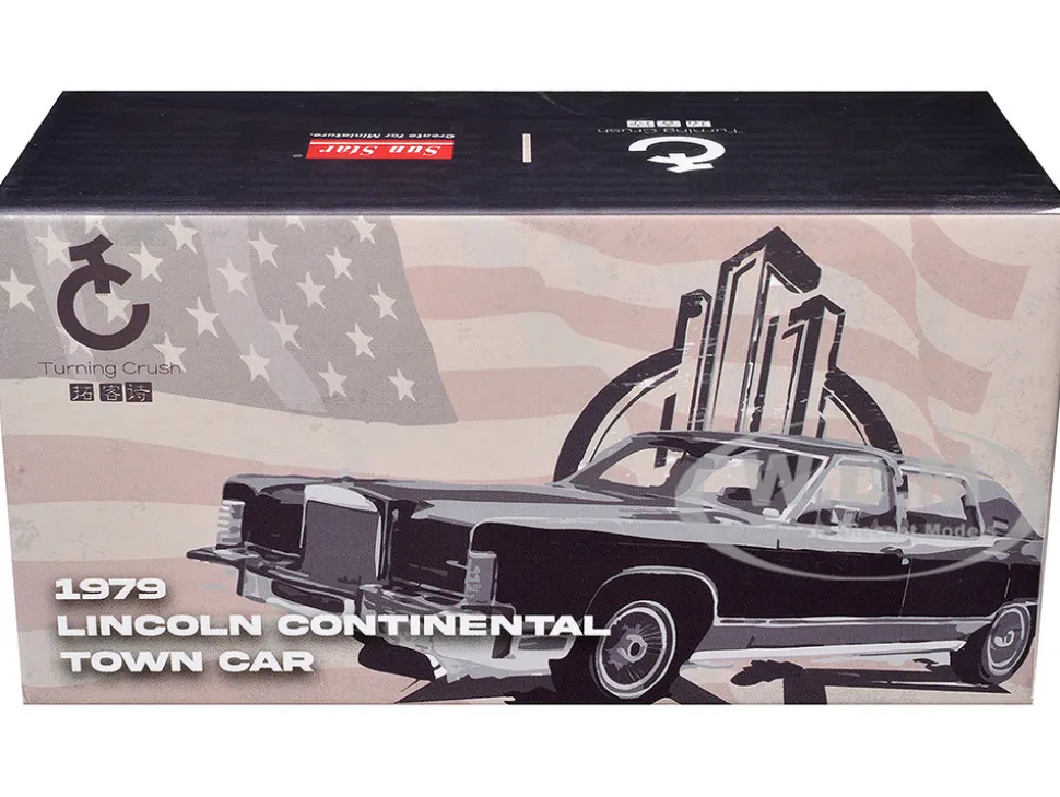 1979 Lincoln Continental Town Car White with Red Interior 1/64 Diecast Model Car by Sun Star