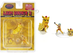 Lion Dance 2 4 piece Diecast Figure Set 1 Figures 1 Lion 2 Accessories Limited Edition to 2400 pieces Worldwide for 1/64 Scale Models American Diorama AD-2404MJ