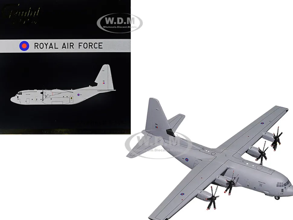 Lockheed C 130J Super Hercules Transport Aircraft British Royal Air Force Gray Gemini 200 Series 1/200 Diecast Model Airplane GeminiJets G2RAF713