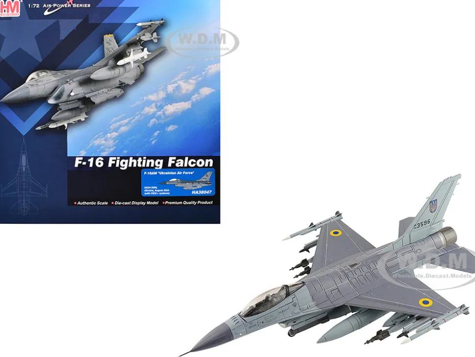Lockheed F-16AM Fighting Falcon Fighter Aircraft "UA24-3596, Pylon Integrated Dispenser System Plus" (2024) Ukrainian Air Force "Air Power Series" 1/72 Diecast Model by Hobby Master