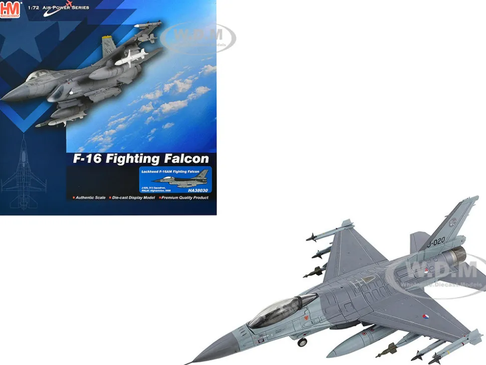 Lockheed F-16AM Fighting Falcon Fighter Aircraft "313 Squadron, Afghanistan" (2008) Royal Netherlands Air Force (RNLAF) "Air Power Series" 1/72 Diecast Model by Hobby Master