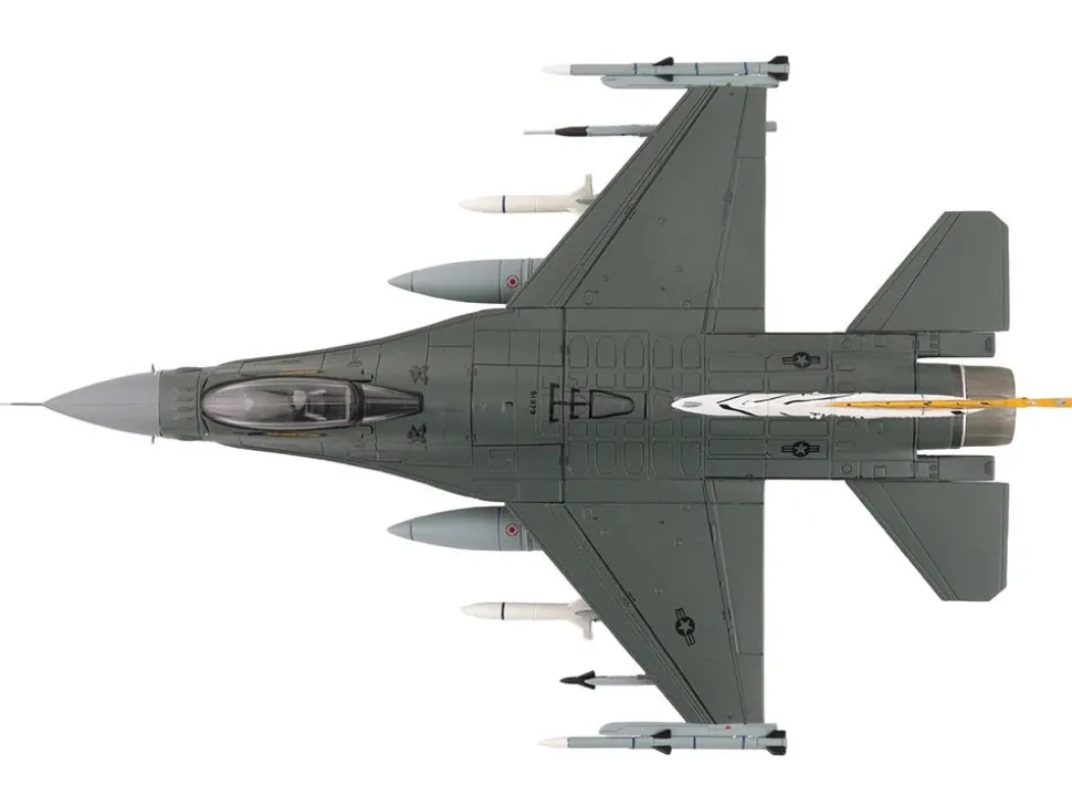 Lockheed F-16CM Fighting Falcon Fighter Aircraft "91-0379, Tiger Tiger 1, 79th Fighter Squadron, Shaw Air Force Base" (2023) United States Air Force "Air Power Series" 1/72 Diecast Model by Hobby Master