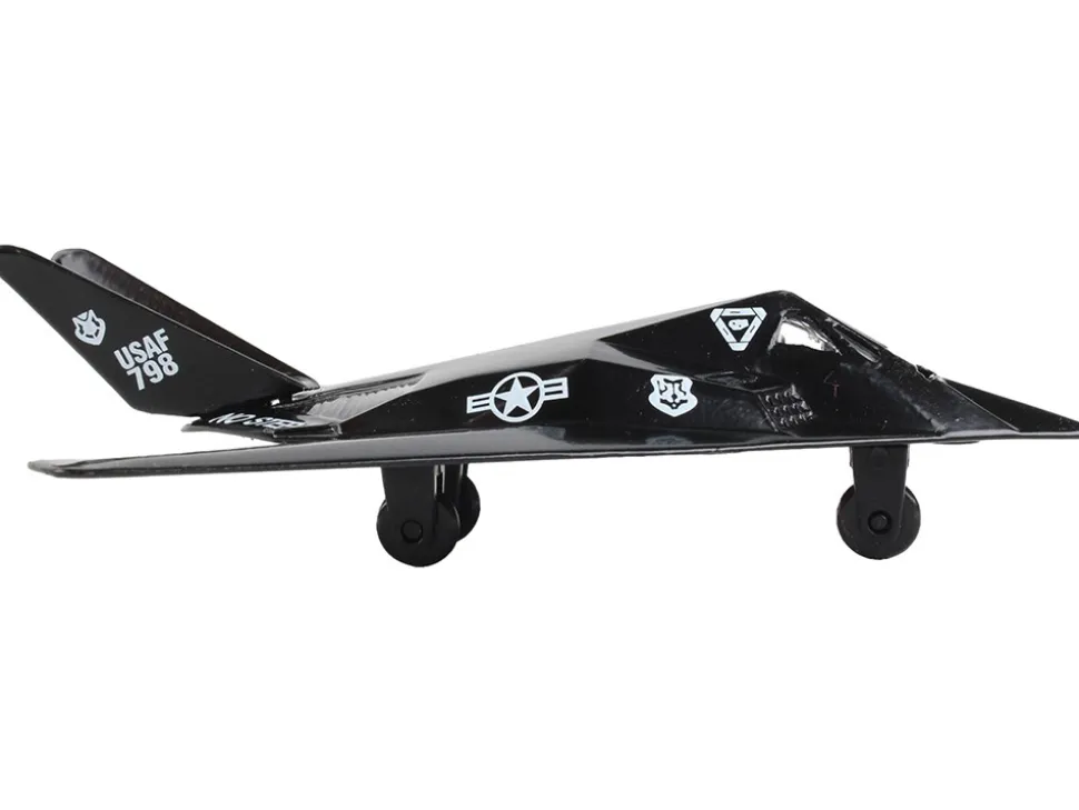 Lockheed F 117 Nighthawk Stealth Aircraft Black United States Air Force with Runway Section Diecast Model Airplane Runway24 RW100