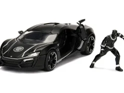 Lykan Hypersport Black with Black Panther Diecast Figurine Avengers Marvel Series 1/24 Diecast Model Car Jada 99723