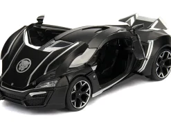 Lykan Hypersport Black with Black Panther Diecast Figurine Avengers Marvel Series 1/24 Diecast Model Car Jada 99723