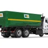 Mack Granite MP Refuse Garbage Truck with Tub Style Roll Off Container Waste Management White and Green 1/87 HO Diecast Model First Gear 80-0356D