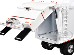 Mack LR Refuse Garbage Truck with McNeilus Meridian Front Loader White with Trash Bin 1/64 Diecast Model by DCP/First Gear