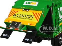 Mack LR Waste Management Refuse Garbage Truck with McNeilus Meridian Front Loader White and Green with Trash Bin 1/34 Diecast Model First Gear FG10-4292D