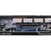 Mack Pinnacle Day Cab with Minimizer Parts & 53' Wilson Roadbrute Flatbed Trailer with "Carlisle Roofing" Loaded Pallets Black with Silver Top and Stripes 1/64 Diecast Model by DCP/First Gear
