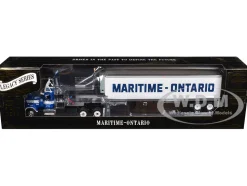 Mack Super-Liner with 36" Vintage Sleeper and 40' Vintage Trailer with Reefer "Maritime-Ontario" Blue with White Stripes "Legacy" Series #4 1/64 Diecast Model by DCP/First Gear