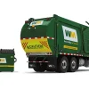 Mack TerraPro Waste Management Refuse Garbage Truck with Wittke Front Load White and Green with Garbage Bin 1/34 Diecast Model First Gear 10-4001D