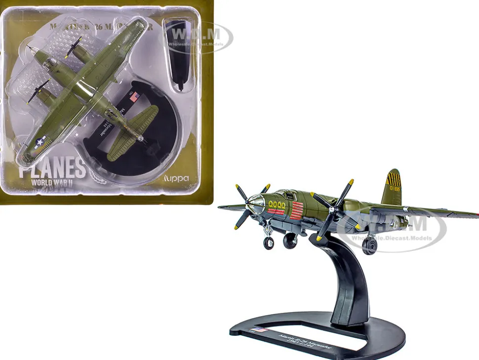 Martin B-26B Marauder Bomber Aircraft "QQQQ, 556th Bomb Squadron, 387th Bomb Group" United States Army Air Forces (1943) "Planes of World War II" Series 1/144 Diecast Model Airplane by Luppa