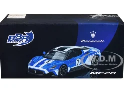 Maserati MC20 #1 Blue with White Stripes and Black Top "Maserati Performance Experience" 1/64 Diecast Model Car by BBR